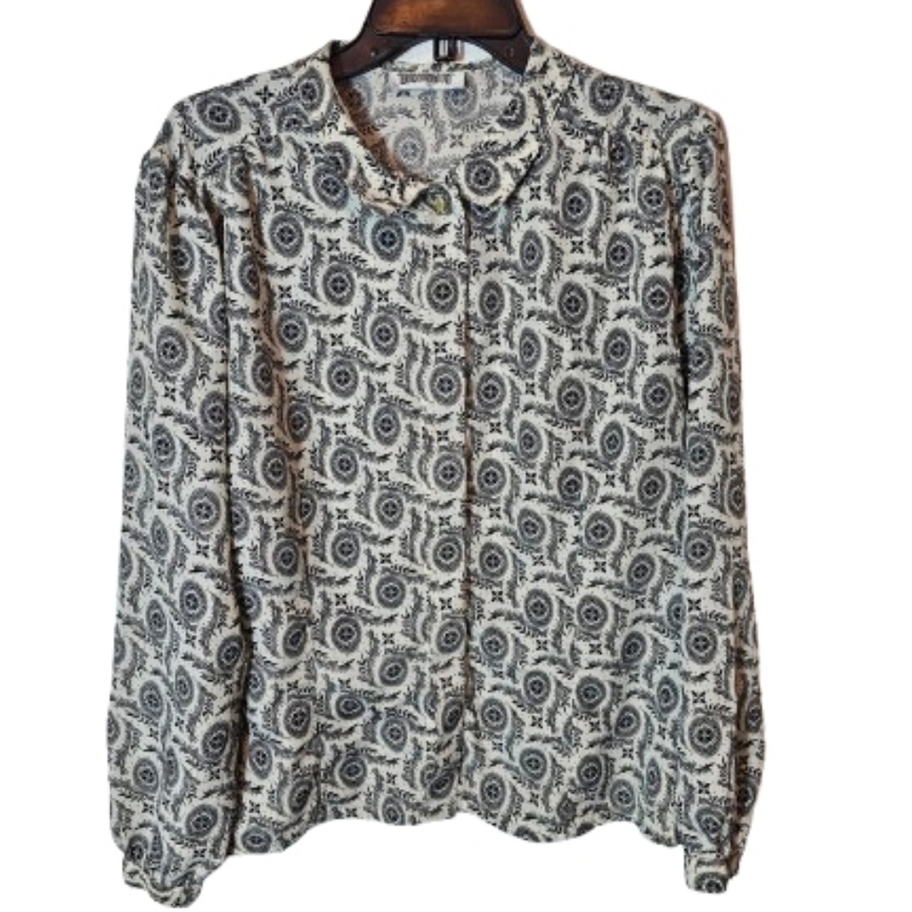 Worthington Vintage Patterned Black and White Women's Top Size approx Medium